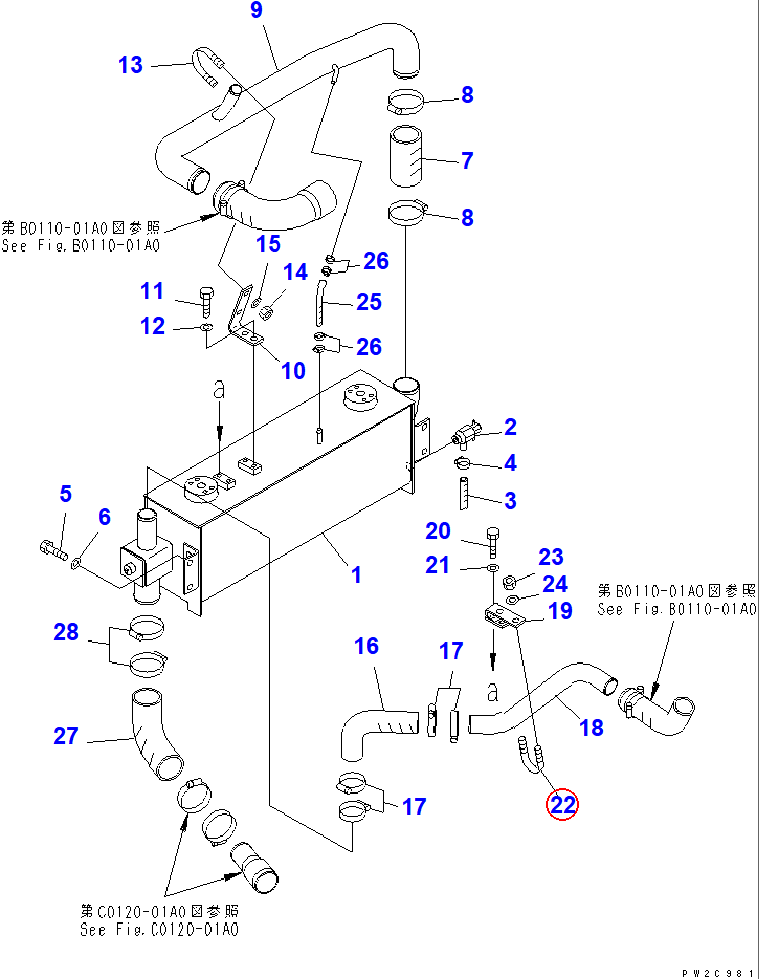 Diagram 07283-34346 CLIP - Komatsu