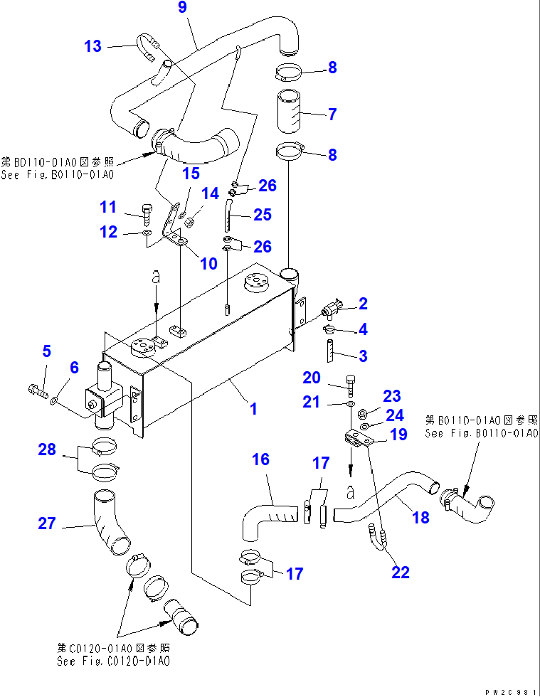 Diagram 56D-03-11301 OIL COOLER ASS'Y - Komatsu