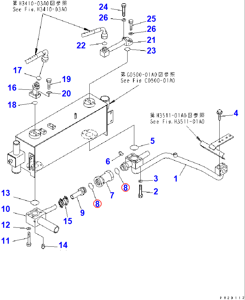 Diagram 07002-24234 O-RING - Komatsu
