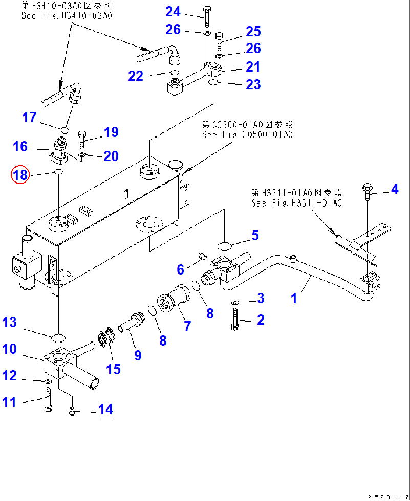 Diagram 07000-F3030 O-RING - Komatsu