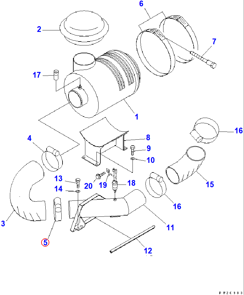 Diagram 07289-00160 CLAMP - Komatsu