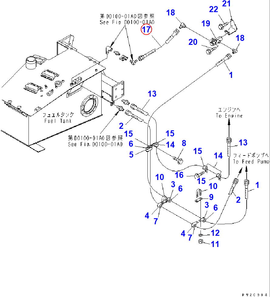 Diagram 07621-00404 HOSE - Komatsu
