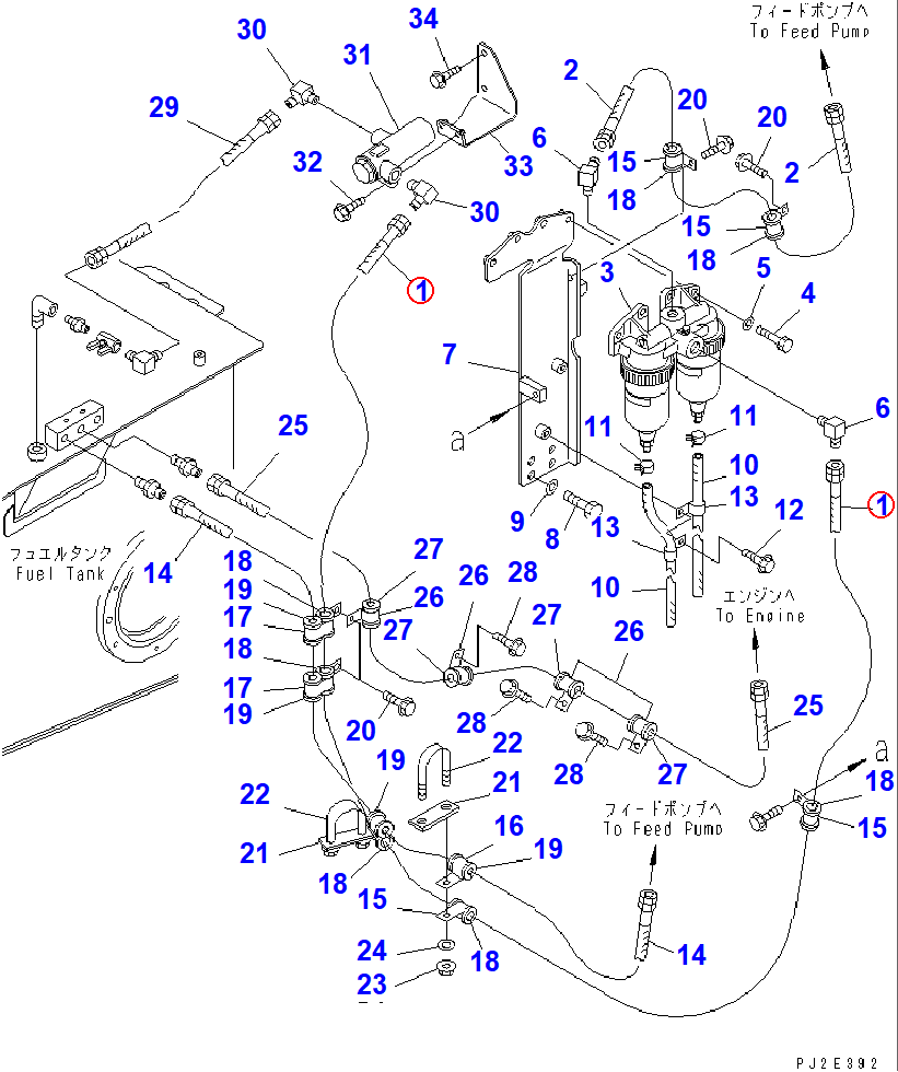 Diagram 07621-00424 HOSE - Komatsu