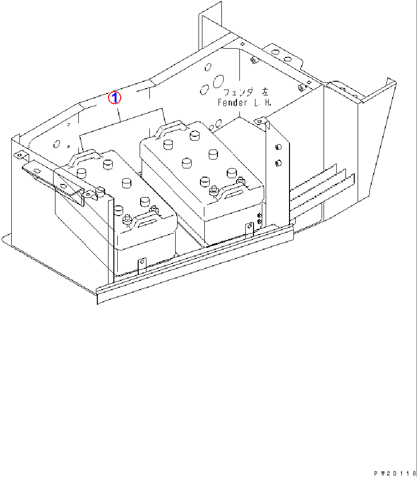 Diagram 08000-32220 BATTERY (165G51) - Komatsu
