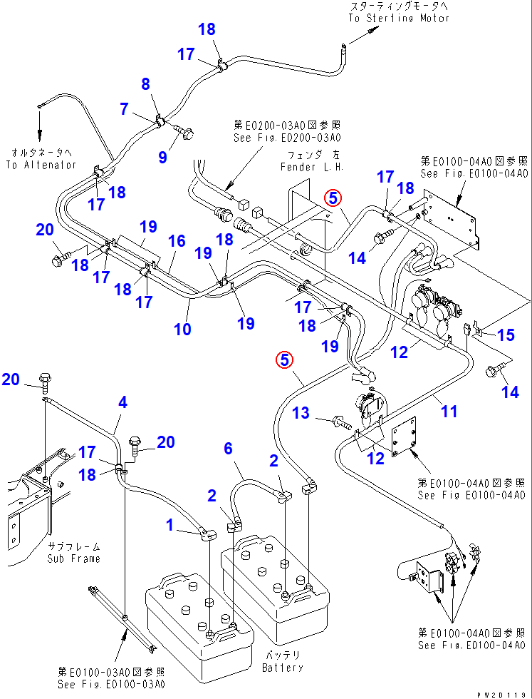 Diagram 08028-65011 WIRE, 110MM - Komatsu