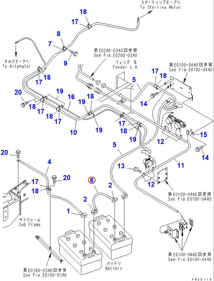 Diagram 08028-65040 CABLE - Komatsu