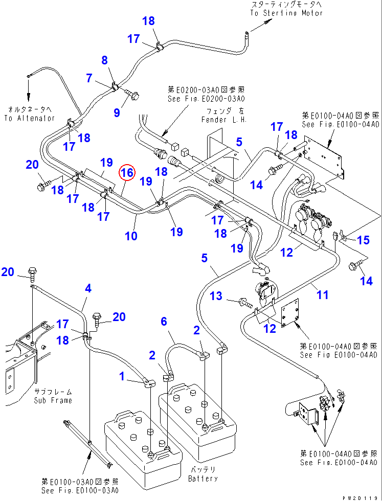 Diagram 08028-65400 CABLE - Komatsu