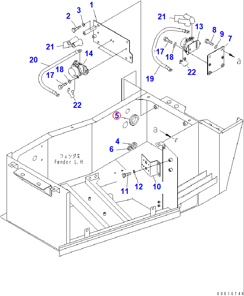 Diagram 08037-05016 GROMMET - Komatsu