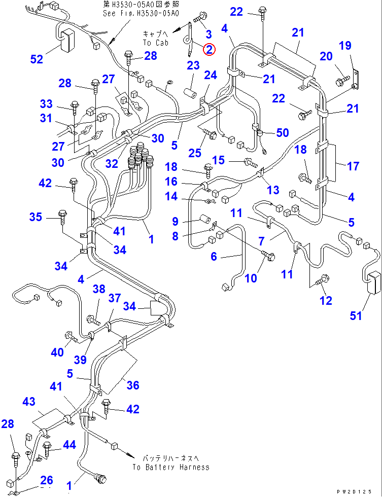 Diagram 08028-35045 CABLE - Komatsu