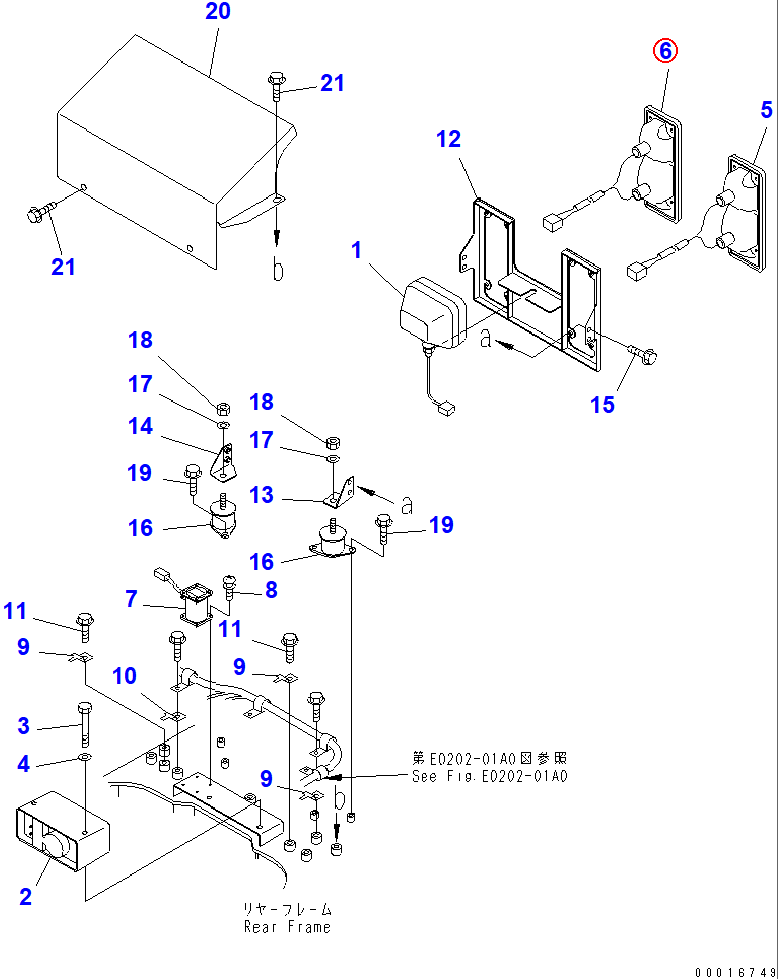 Diagram 56D-06-15620 LAMP - Komatsu