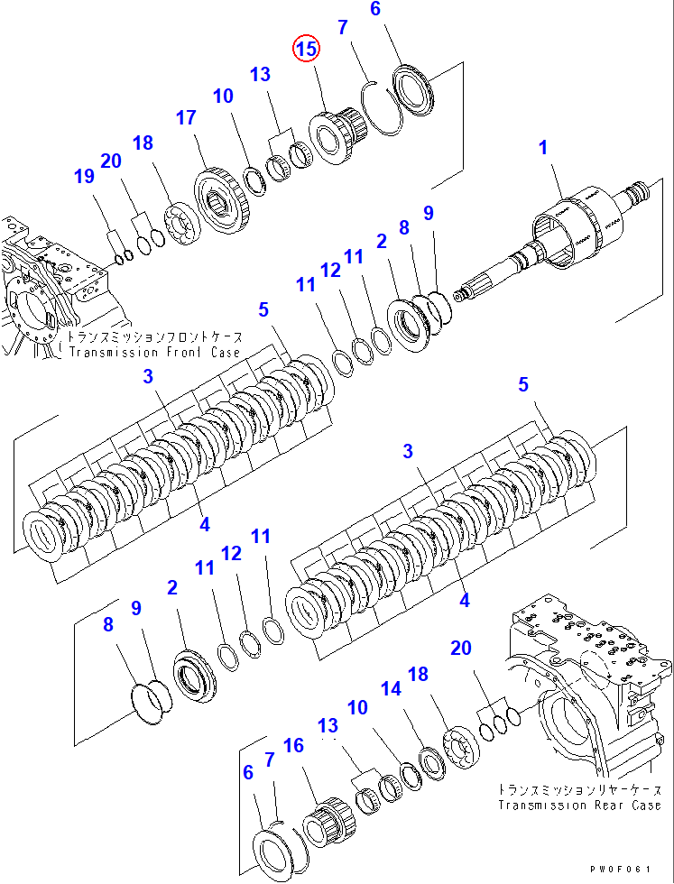 Diagram 56D-15-12411 GEAR,FOWARD LOW - Komatsu