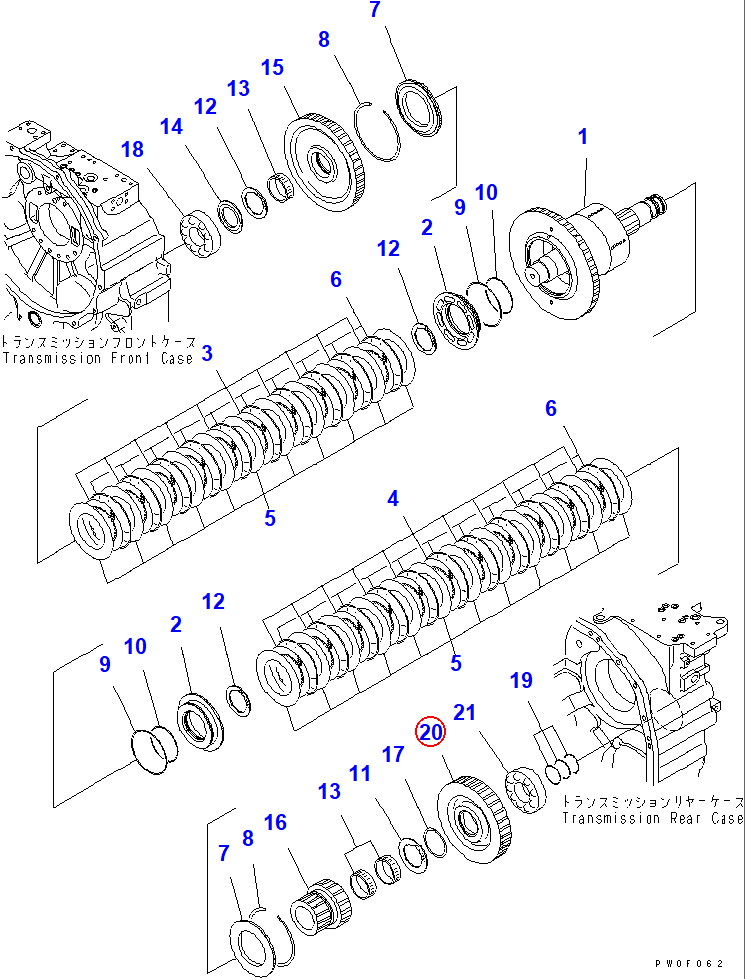 Diagram 56D-15-12541 GEAR,UPPER - Komatsu