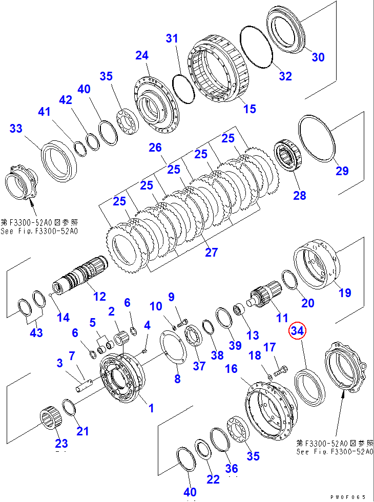 Diagram 56D-15-19280 BEARING - Komatsu
