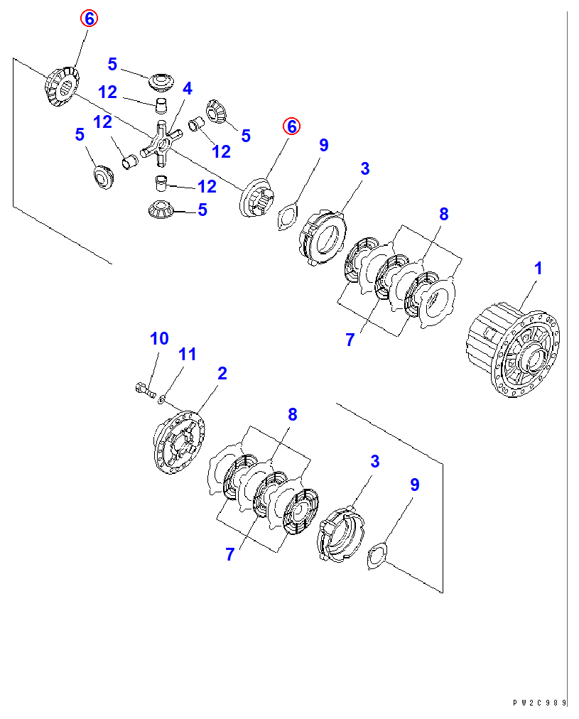 Diagram 56D-22-17161 GEAR - Komatsu