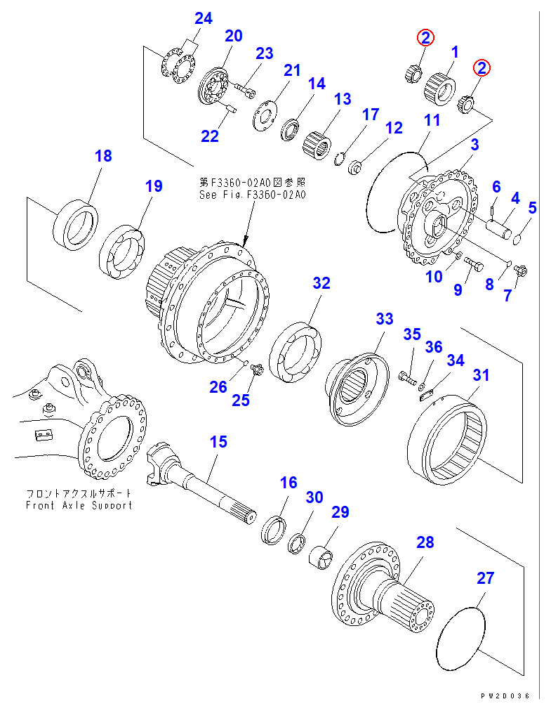 Diagram 423-22-12811 BEARING - Komatsu