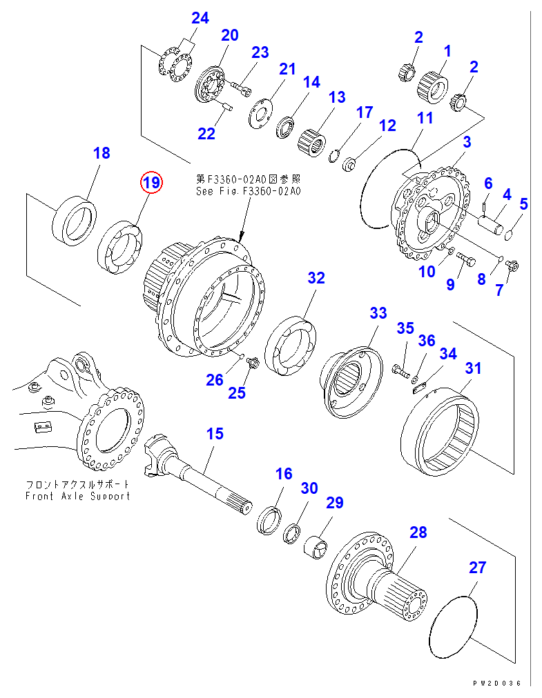 Diagram 23W-22-22340 BEARING - Komatsu