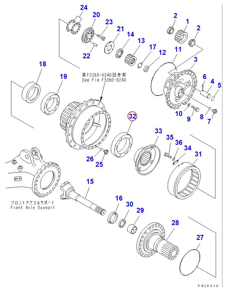 Diagram 23W-22-22350 BEARING - Komatsu