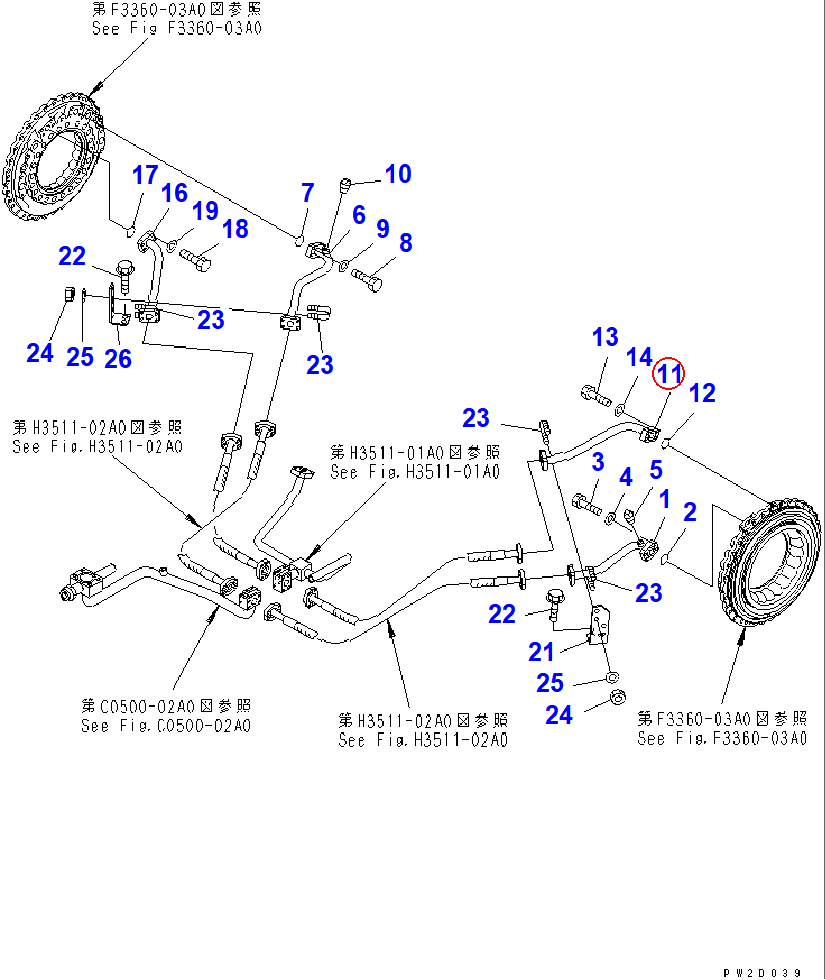 Diagram 56D-61-12331 TUBE - Komatsu