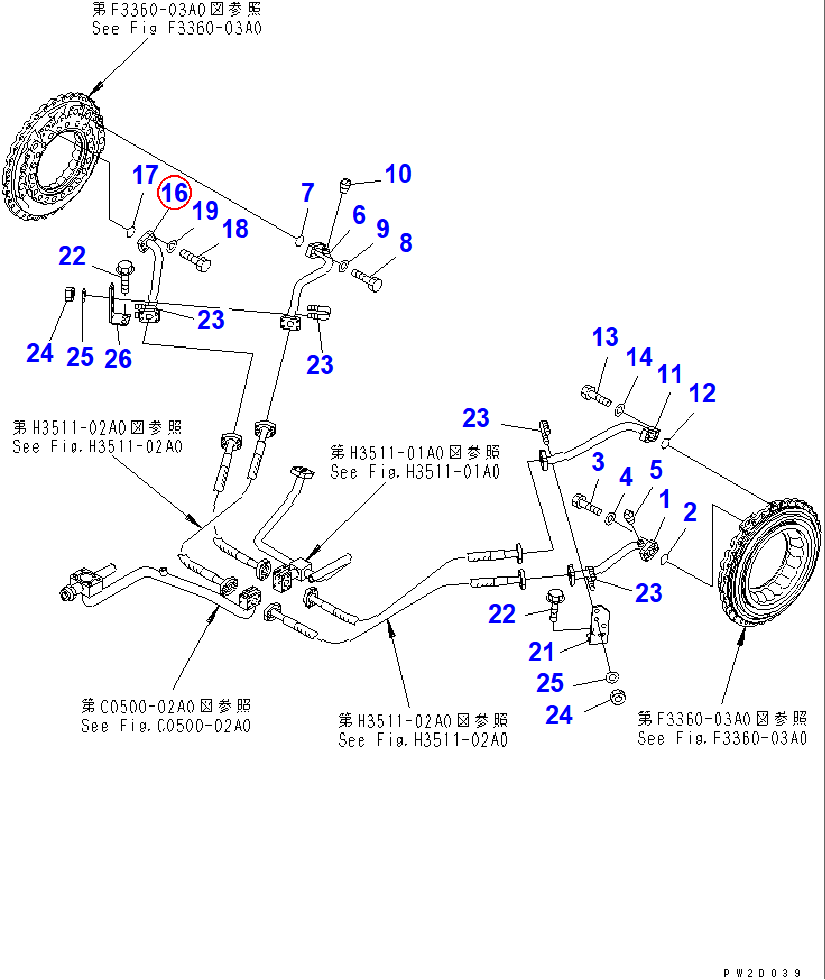 Diagram 56D-61-12340 TUBE - Komatsu