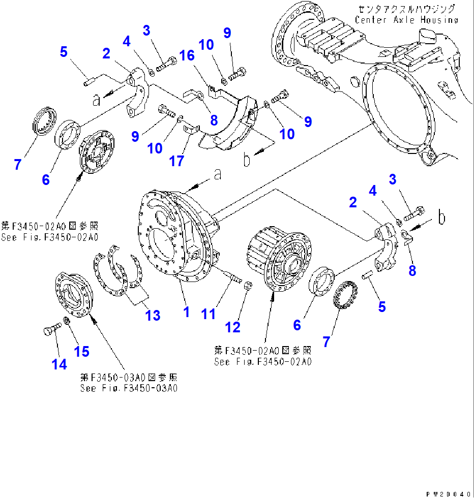 Diagram 56D-23-11001 DIFFERENTIAL ASS'Y,CENTER - Komatsu