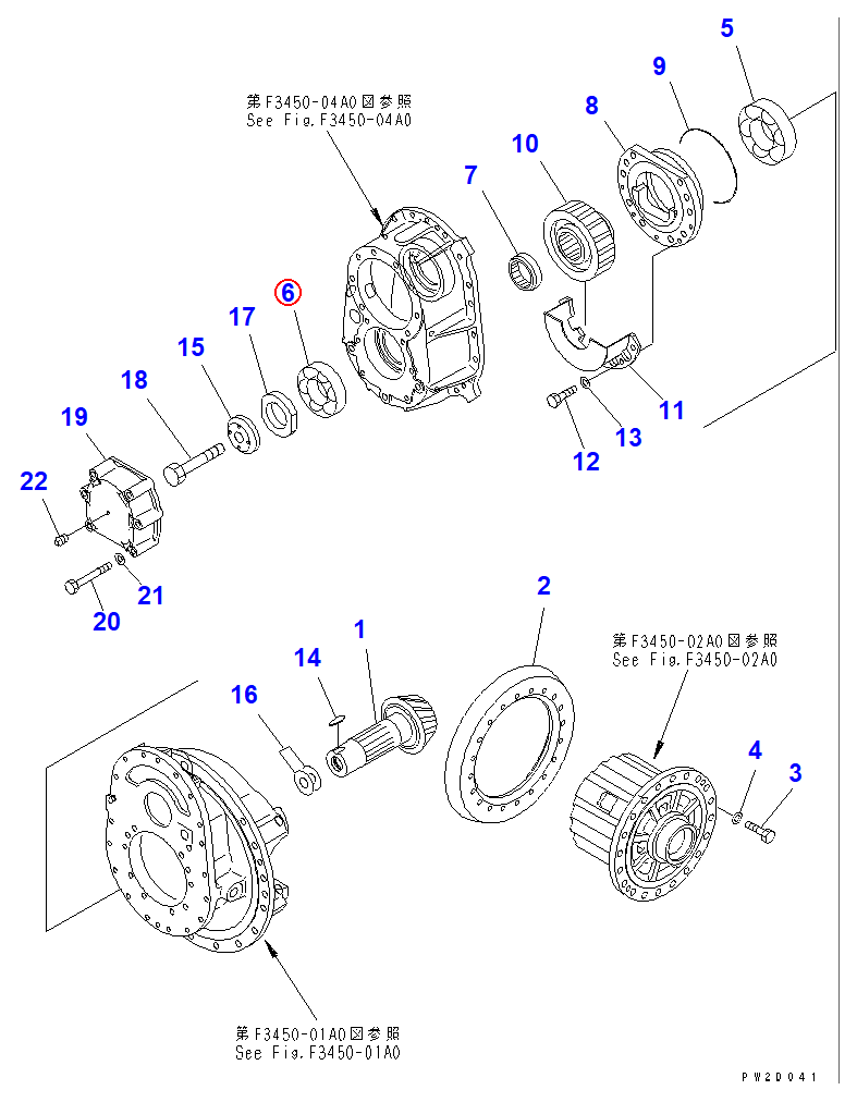 Diagram 56D-23-16460 BEARING - Komatsu