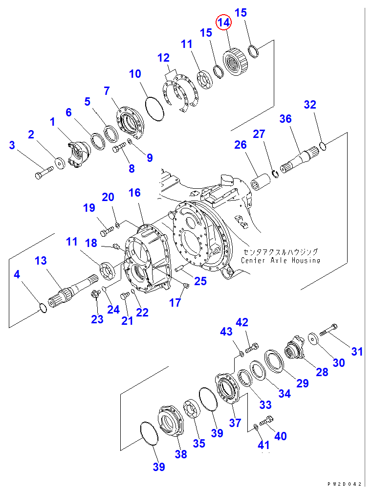 Diagram 56D-23-16612 GEAR,DRIVE - Komatsu