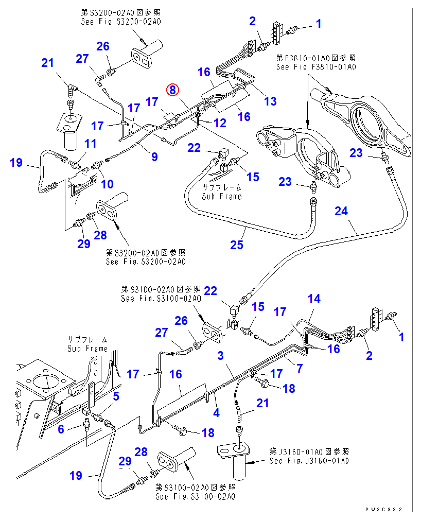 Diagram 56D-52-12242 TUBE - Komatsu