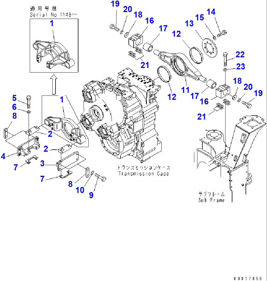 Diagram 56D-16-11191 TRUNNION - Komatsu