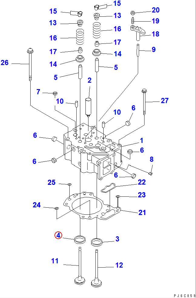 Diagram 6150-12-1380 INSERT,INTAKE VALVE (STD) - Komatsu