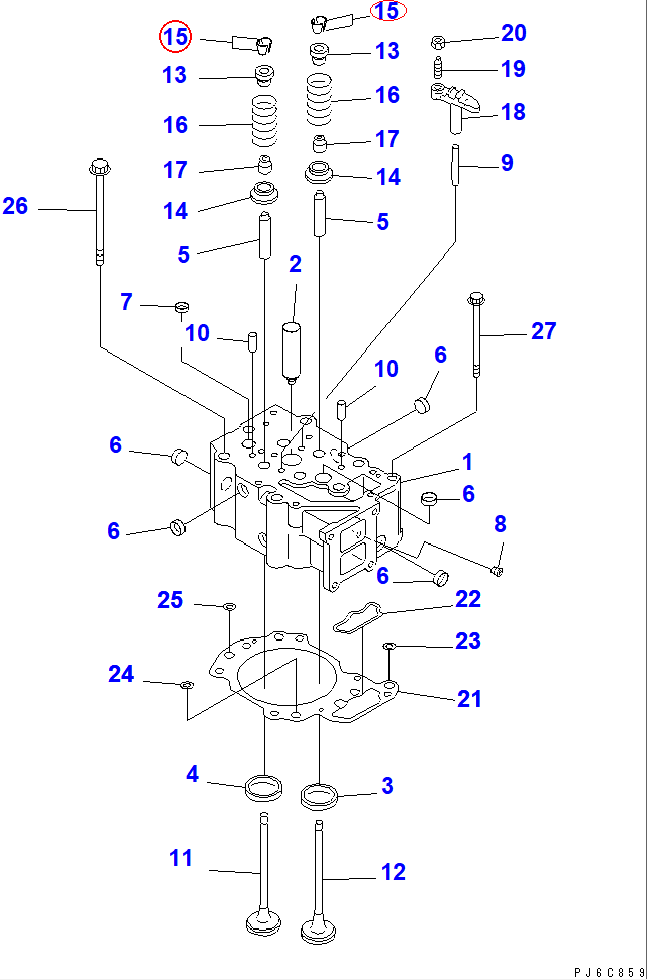Diagram 6136-42-4520 COTTER,VALVE - Komatsu