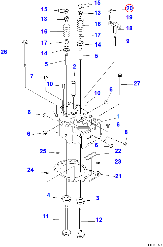 Diagram 6150-41-5630 NUT - Komatsu