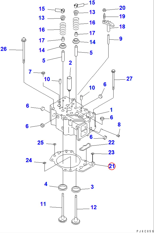 Diagram 6151-12-1810 GASKET (K1) - Komatsu
