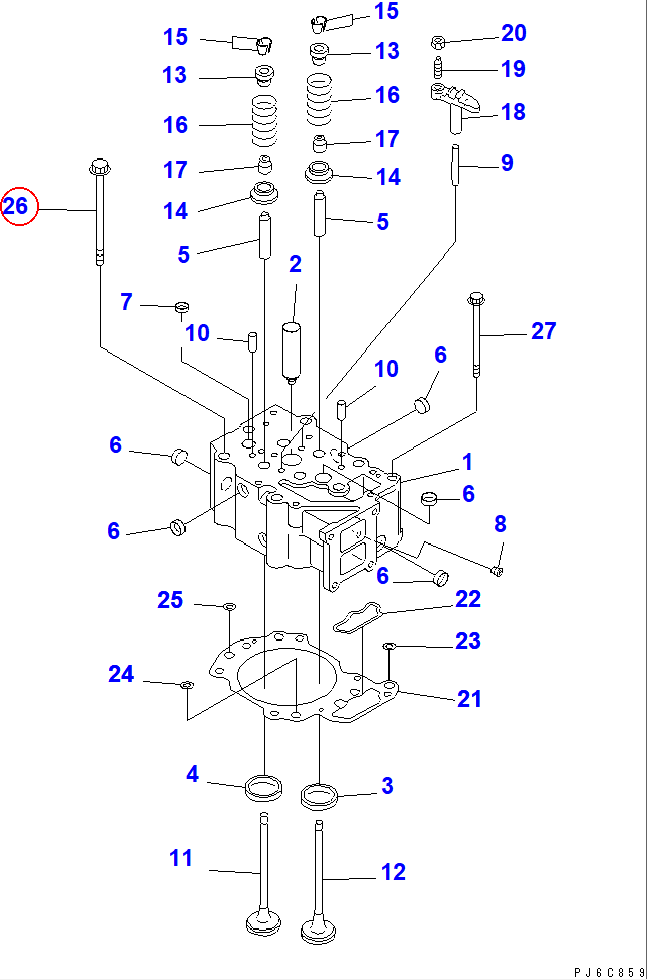 Diagram 6150-11-1610 BOLT - Komatsu