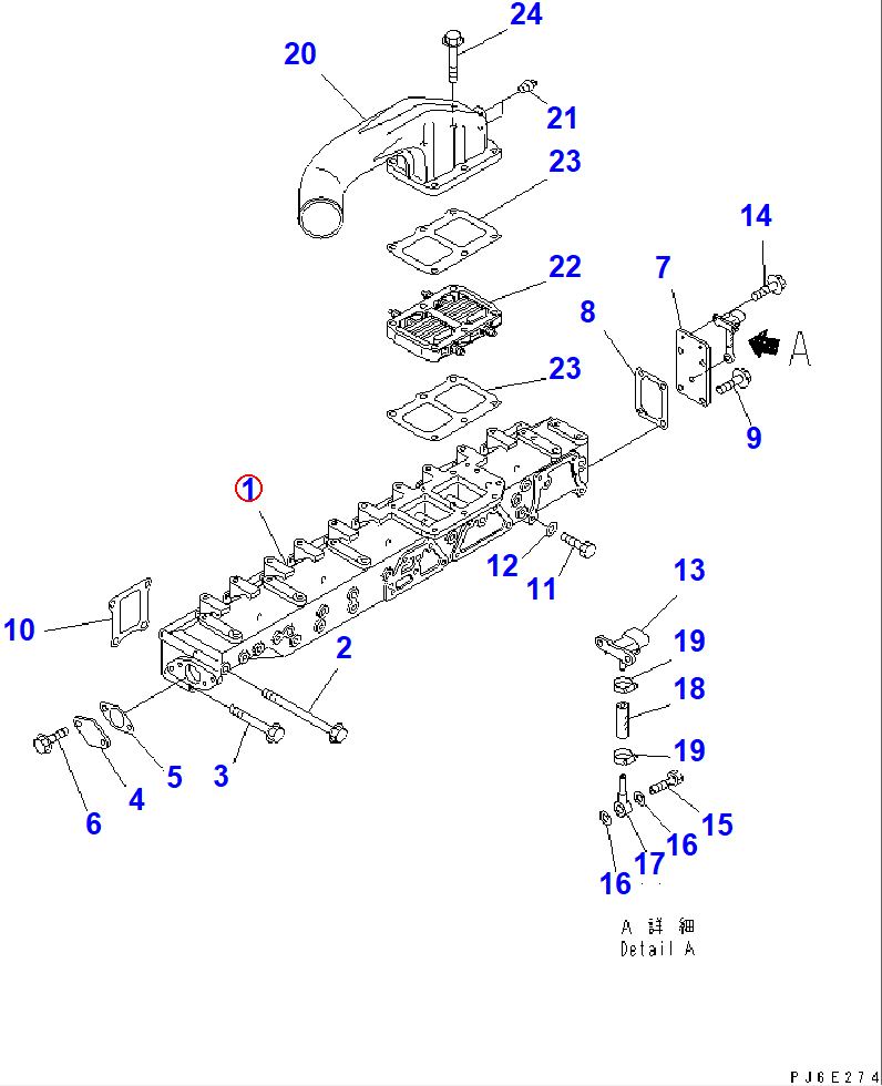 Diagram 6154-11-4110 MANIFOLD,AIR INTAKE - Komatsu