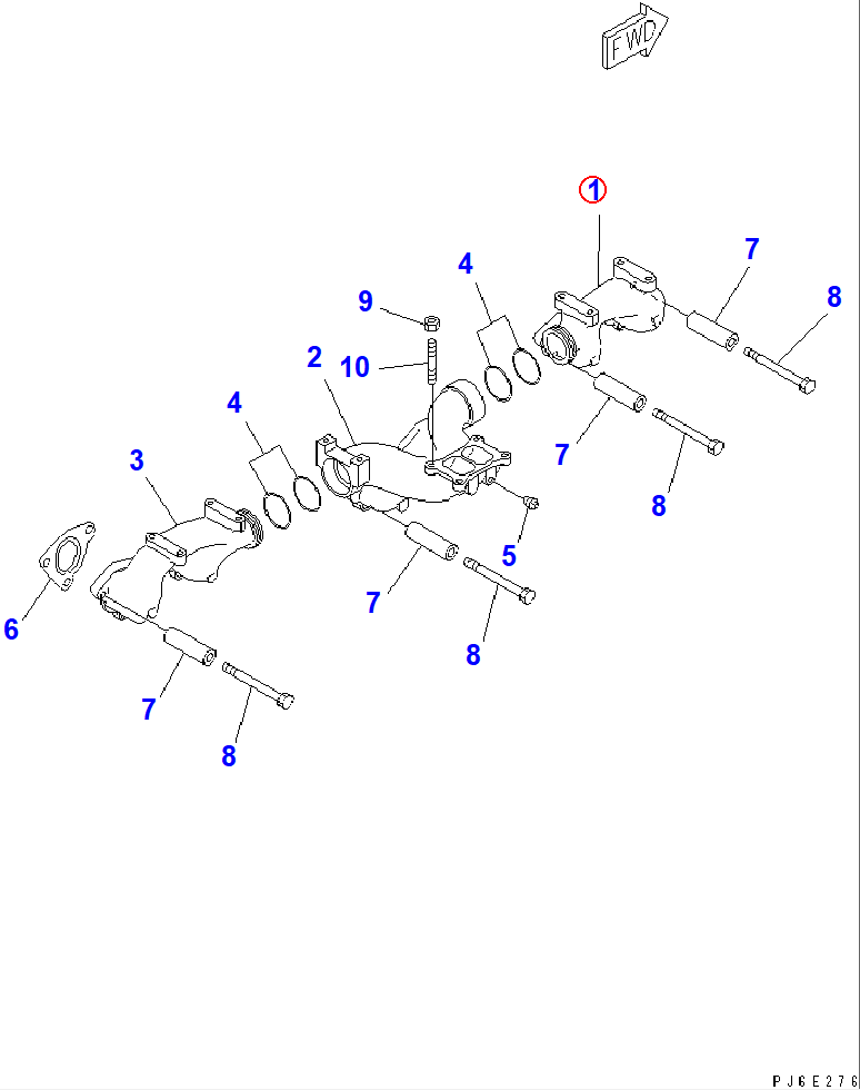 Diagram 6152-11-5670 MANIFOLD,FRONT - Komatsu