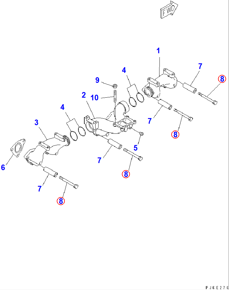 Diagram 01010-E1080 BOLT - Komatsu
