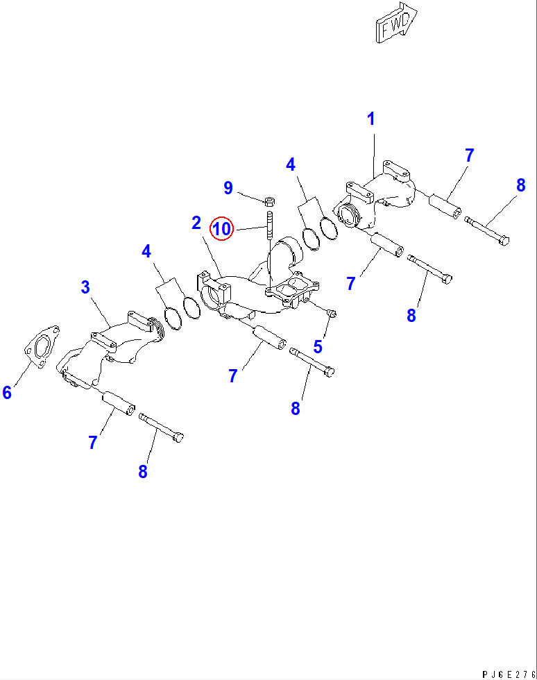 Diagram 6156-11-5140 STUD - Komatsu