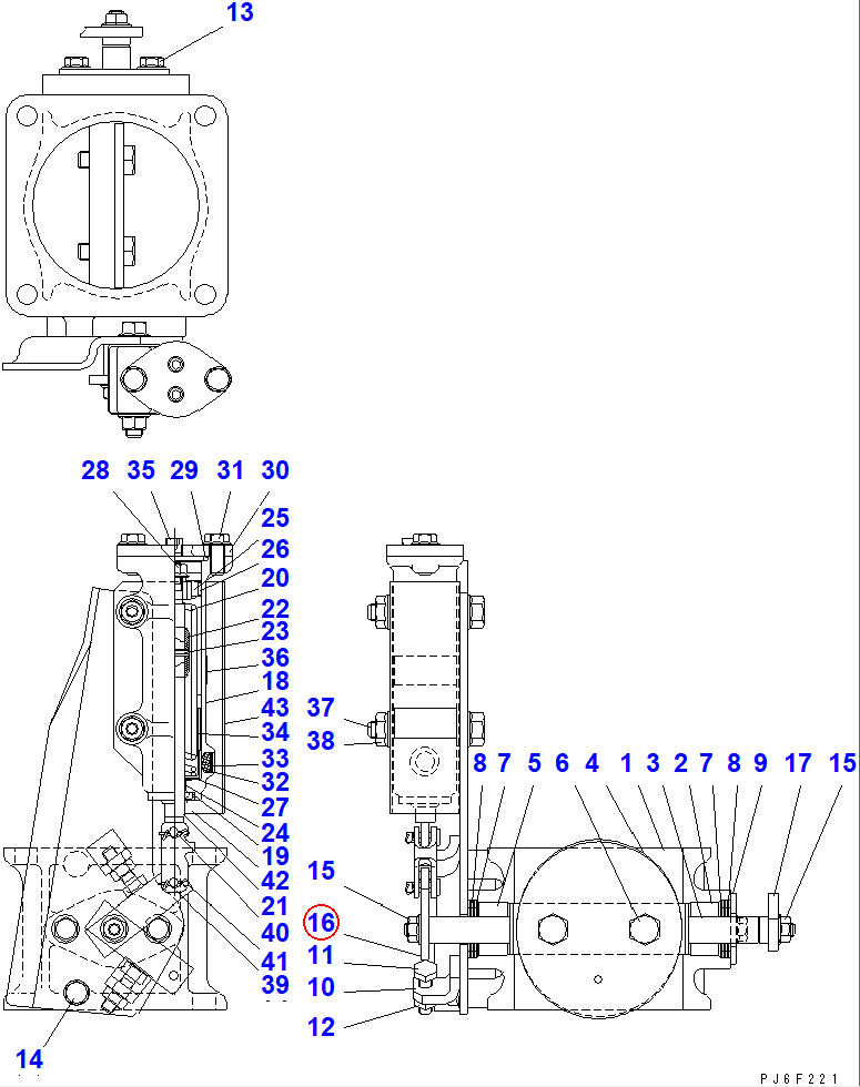 Diagram JK281-22173 LEVER - Komatsu