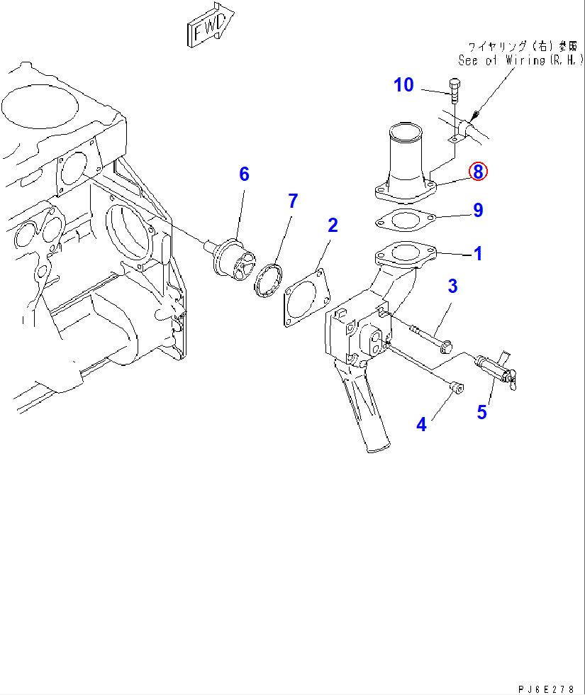 Diagram 6210-61-6260 CONNECTOR - Komatsu