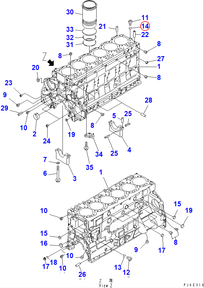 Diagram 07002-22434 O-RING (K2) - Komatsu