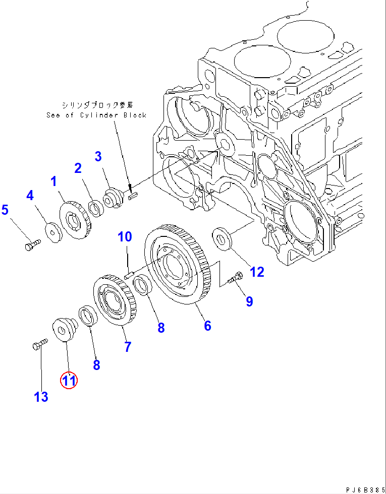 Diagram 6150-21-2460 SHAFT - Komatsu