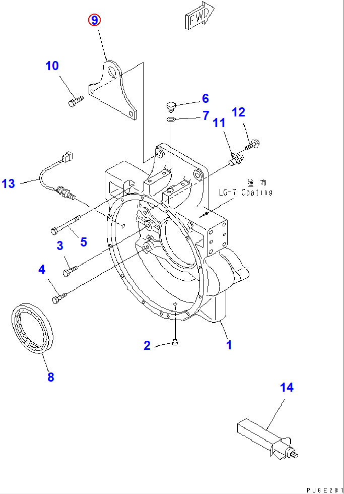 Diagram 6150-21-3921 PLATE - Komatsu