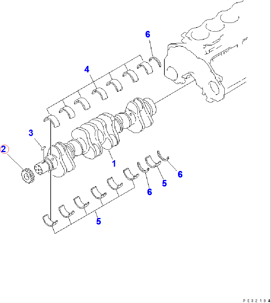 Diagram 6150-35-1120 GEAR,CRANKSHAFT - Komatsu