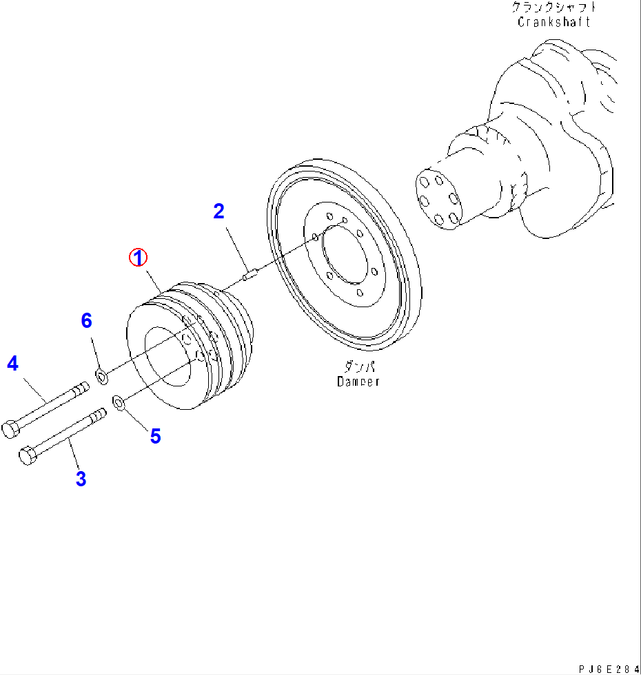 Diagram 6154-31-1560 PULLEY, HARDENING - Komatsu
