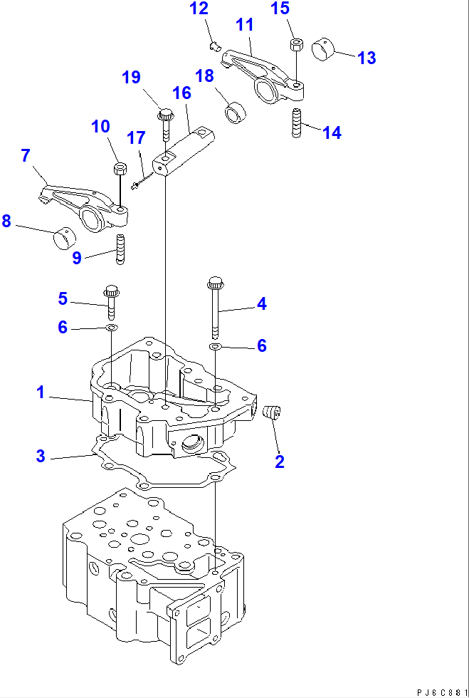 Diagram 6154-41-5500 ARM ASS'Y,EXHAUST - Komatsu