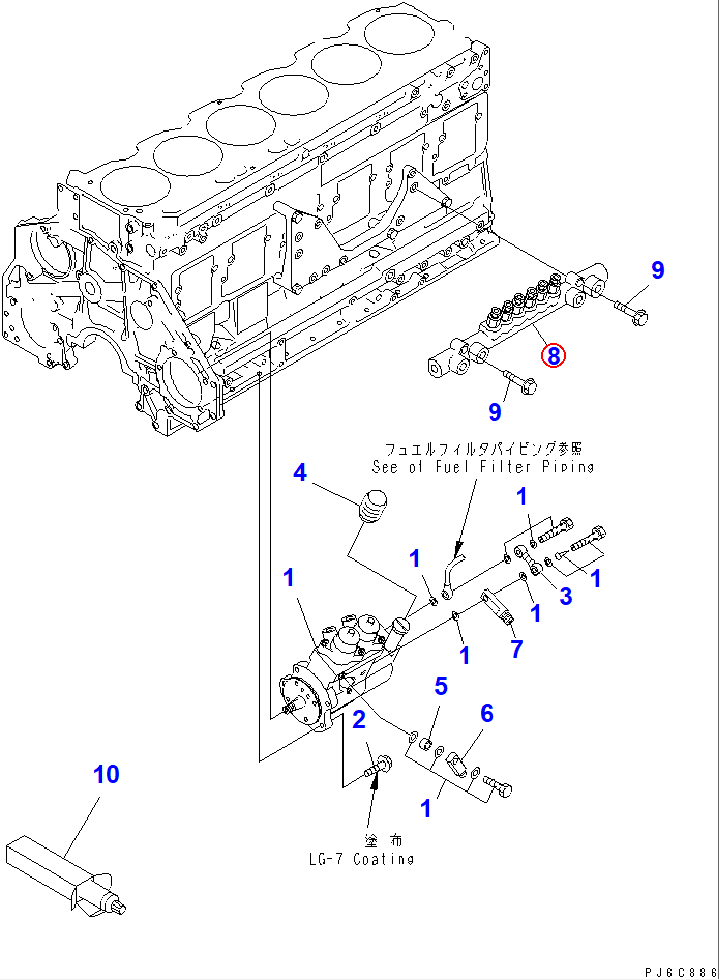 Diagram 6217-71-1211 RAIL ASS'Y,(SEE FIG.A4010-E3U9) - Komatsu