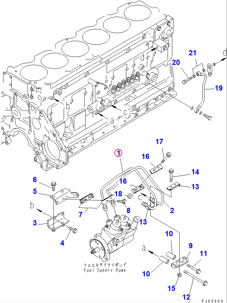 Diagram 6156-71-4112 TUBE,SUPPLY - Komatsu