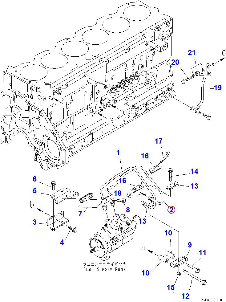Diagram 6156-71-4121 TUBE,SUPPLY - Komatsu