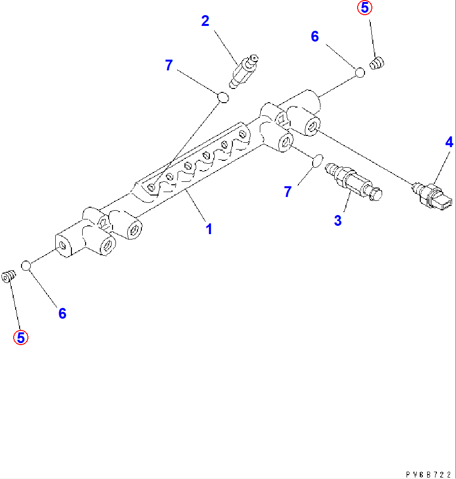 Diagram ND095443-0080 PLUG,COMMON RAIL - Komatsu