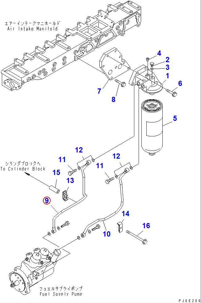 Diagram 6156-71-5570 TUBE,INLET - Komatsu
